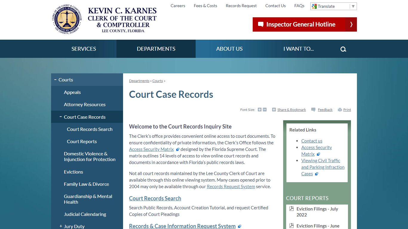 Court Case Records | Lee County Clerk of Court, FL