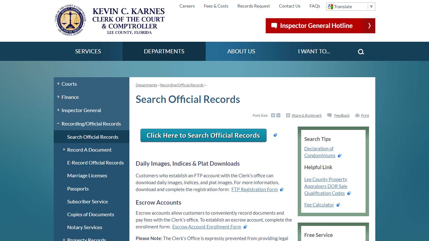 Search Official Records | Lee County Clerk of Court, FL