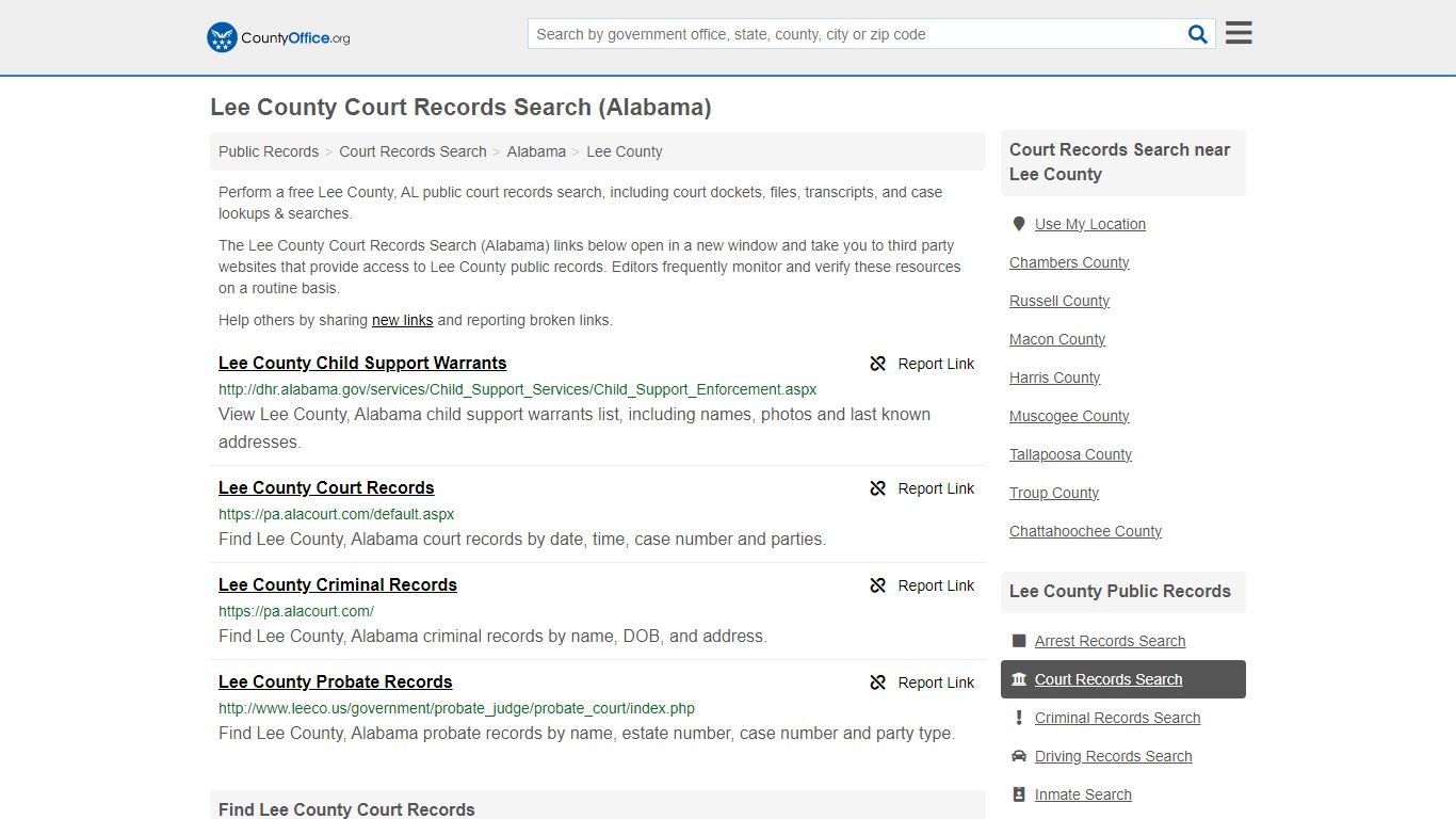 Lee County Court Records Search (Alabama) - County Office